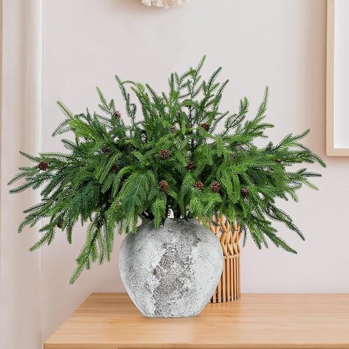 Miniatura 4 de Yinder Ramas de pino Norfolk de Navidad con conos de pino, ramas de Navidad artificiales de pino Norfolk para Navidad, interiores y exteriores,