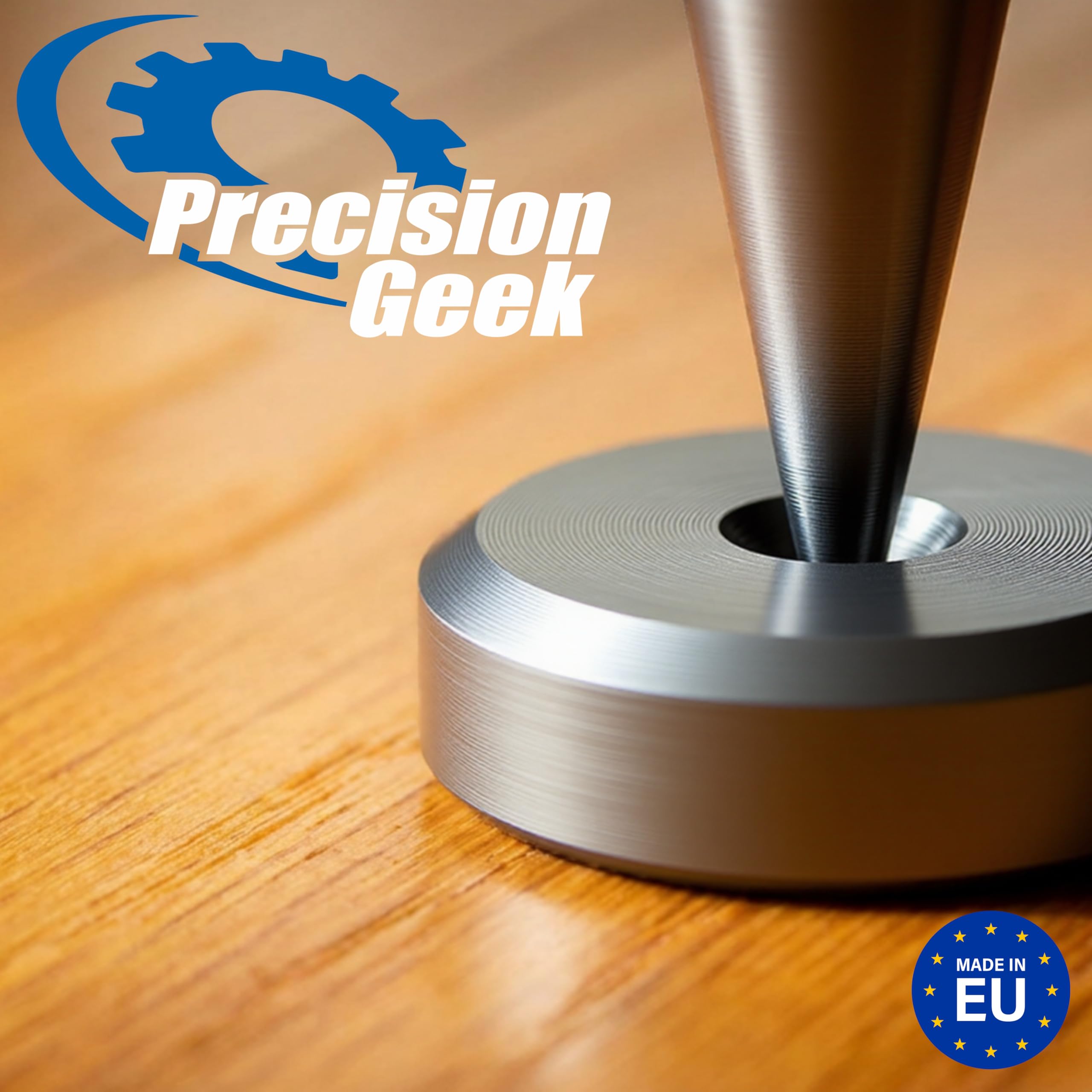 PrecisionGeek Kolce głośnikowe M6 z podkładkami izolacyjnymi 20 mm, zestaw 4 kolców + 4 podkładki, anodowane aluminium, szare, głośniki HiFi, stojaki AV, subwoofery i sprzęt audio, nóżki