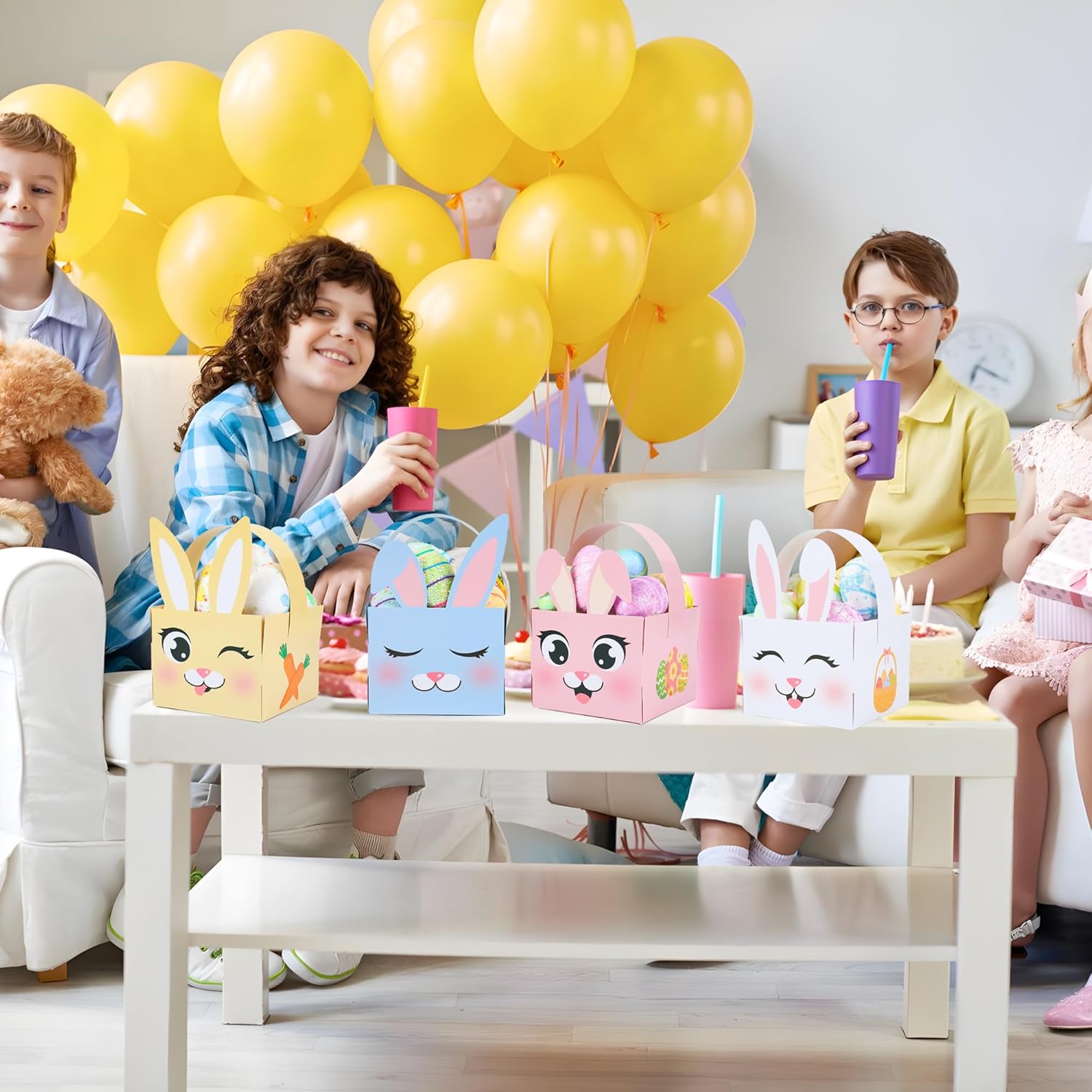 24 PCS Easter Baskets Bunny Egg Basket Container with Handle Easter Decorative Gift Treat Boxes Rabbit Shape Gift Baskets for Egg Hunt School Classroom Party Supplies - Image 7