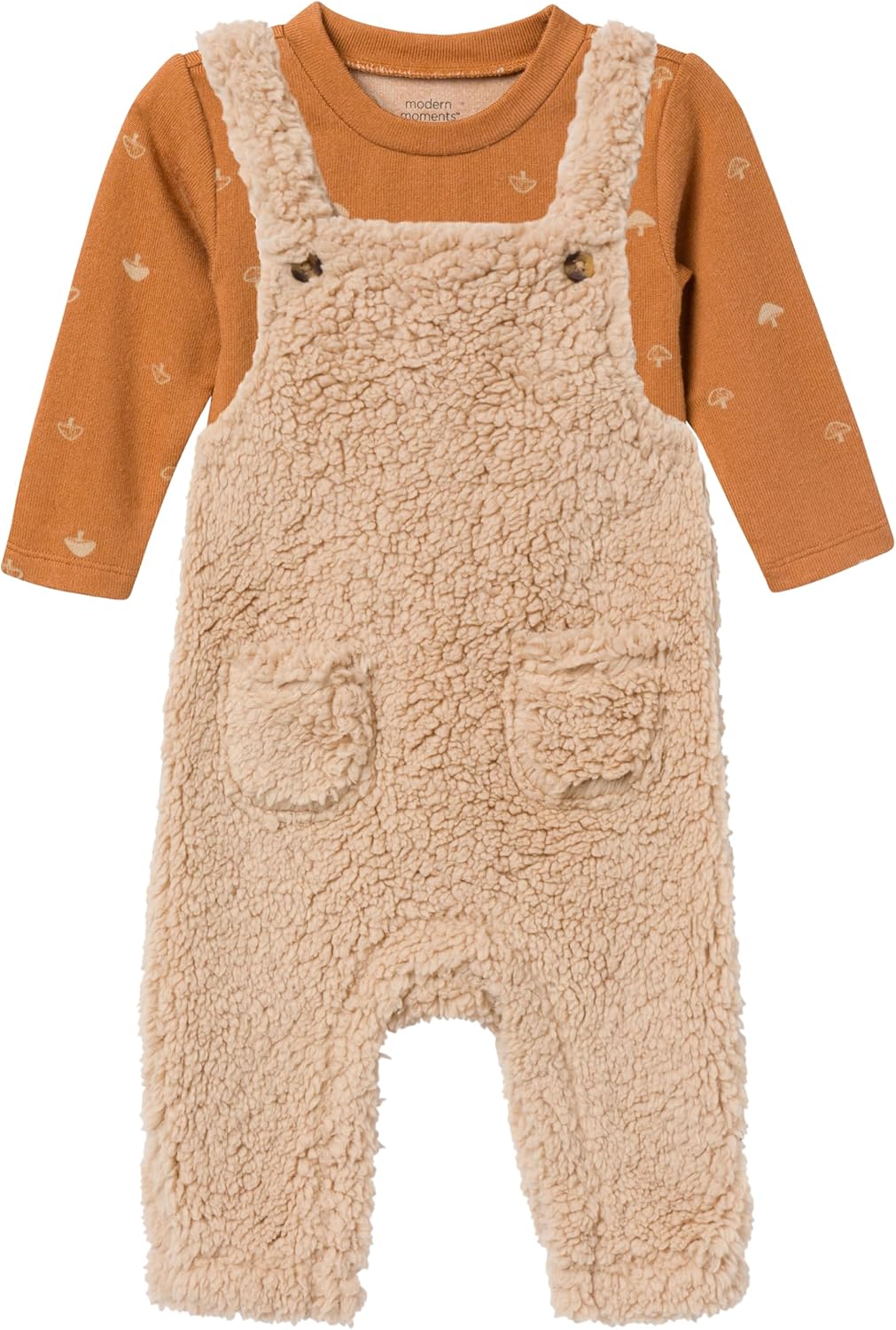 Modern Moments by Gerber unisex-baby 2-piece Microplush Overall Set - Image 2