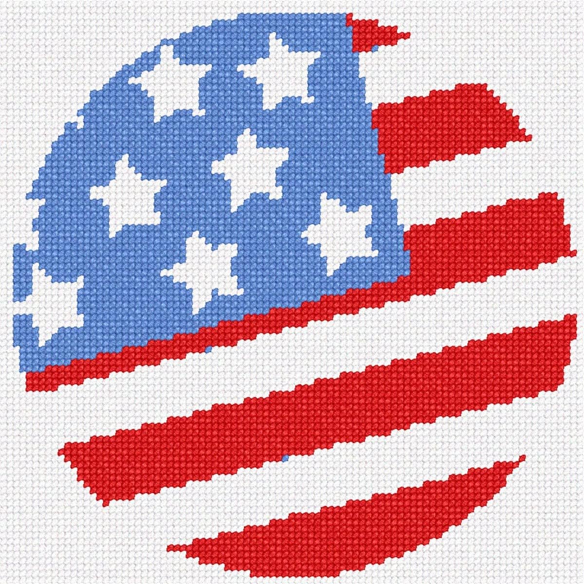 Pepita Needlepoint kit: Stars and Stripes Circle, 7" x 7"