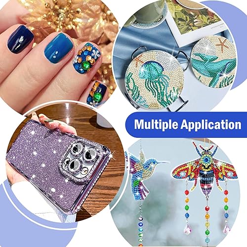 Miniatura 6 de Juego de herramientas de accesorios para bolígrafos de pintura de diamante, 3 bolígrafos de arte de diamante con purpurina y 12 puntas de rosca de