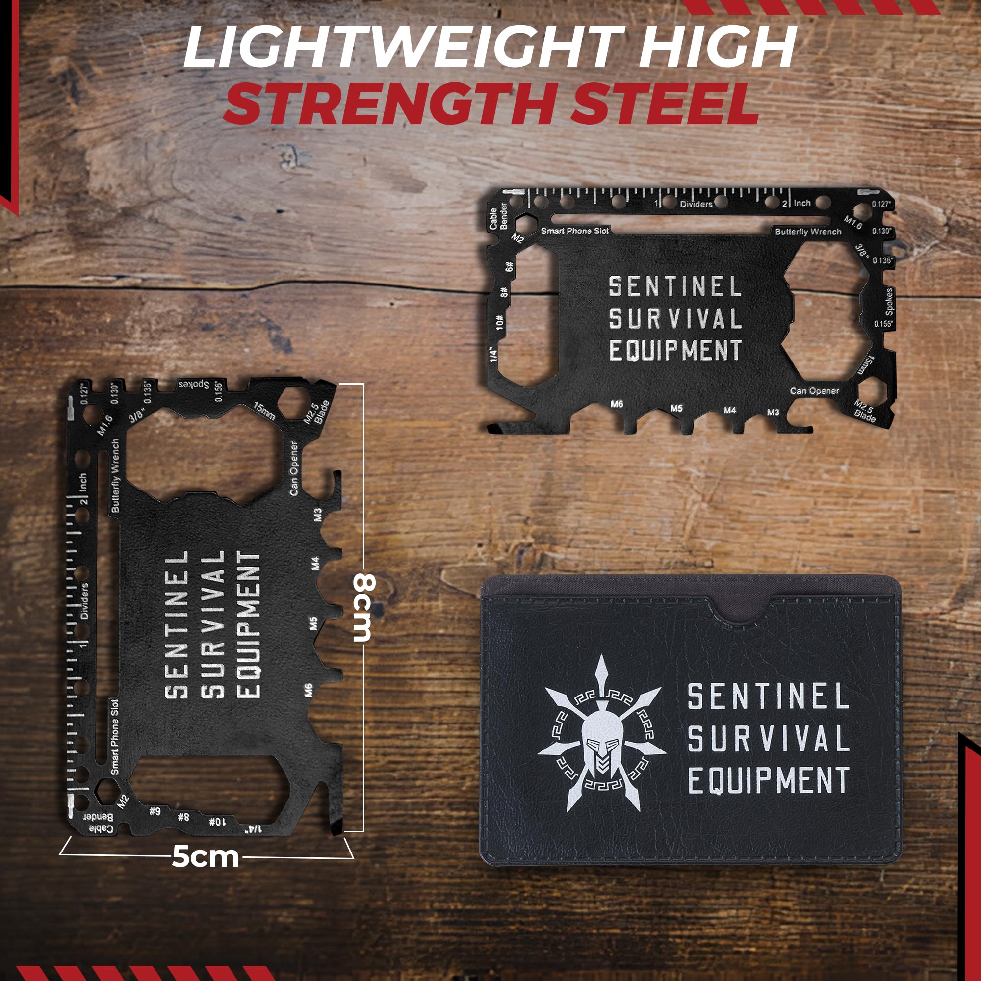 46-in-1 Wallet Multitool | Stainless Steel Credit Card Tool for EDC, Survival, Camping, and Travel | Ultra-Compact Pocket Tool with Hex Wrenches, Screwdrivers, Bottle Opener & More