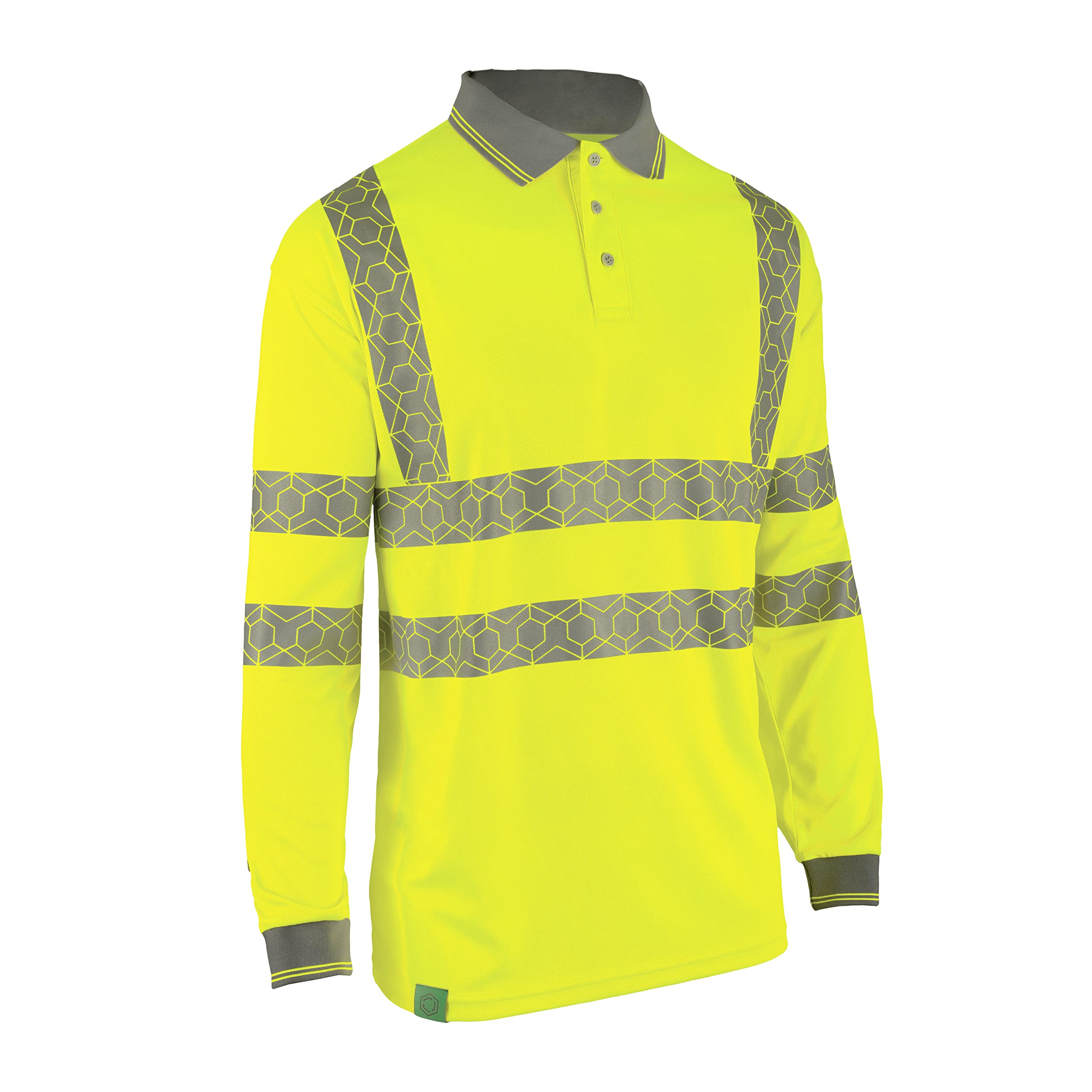Beeswift Envirowear Saturn Yellow Hi-Vis Long Sleeve Polo Unisex Reflective Sustainable Circular Process Safety PPE Workwear - 5X-Large