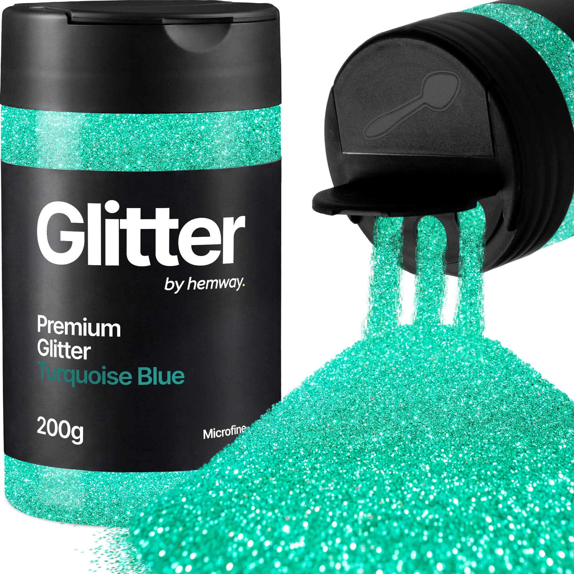 Hemway Turquoise Blue Glitter Shaker, 200g Microfine Glitter for Crafts Metallic Flake Sequins for Resin & Epoxy Crafts for Decorating, Halloween, Christmas, Nail, Face, Art