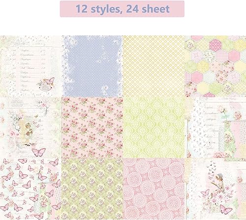 Miniatura 3 de 48 hojas de papel de álbum de recortes floral moradorosa rosa de hortensia, 6 x 6 pulgadas, bloc de papel de patrón de una sola cara, suministros de