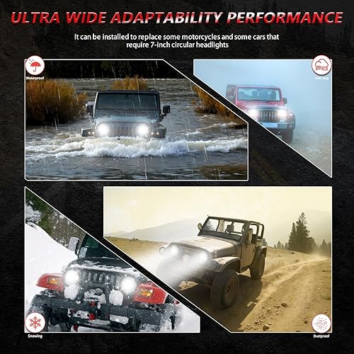 Miniatura 7 de Faro LED redondo de 7 pulgadas compatible con J-EEP R4, faros redondos impermeables con luz de señal de giro DRL de haz altobajo, 6000 K3000 K, 300 W