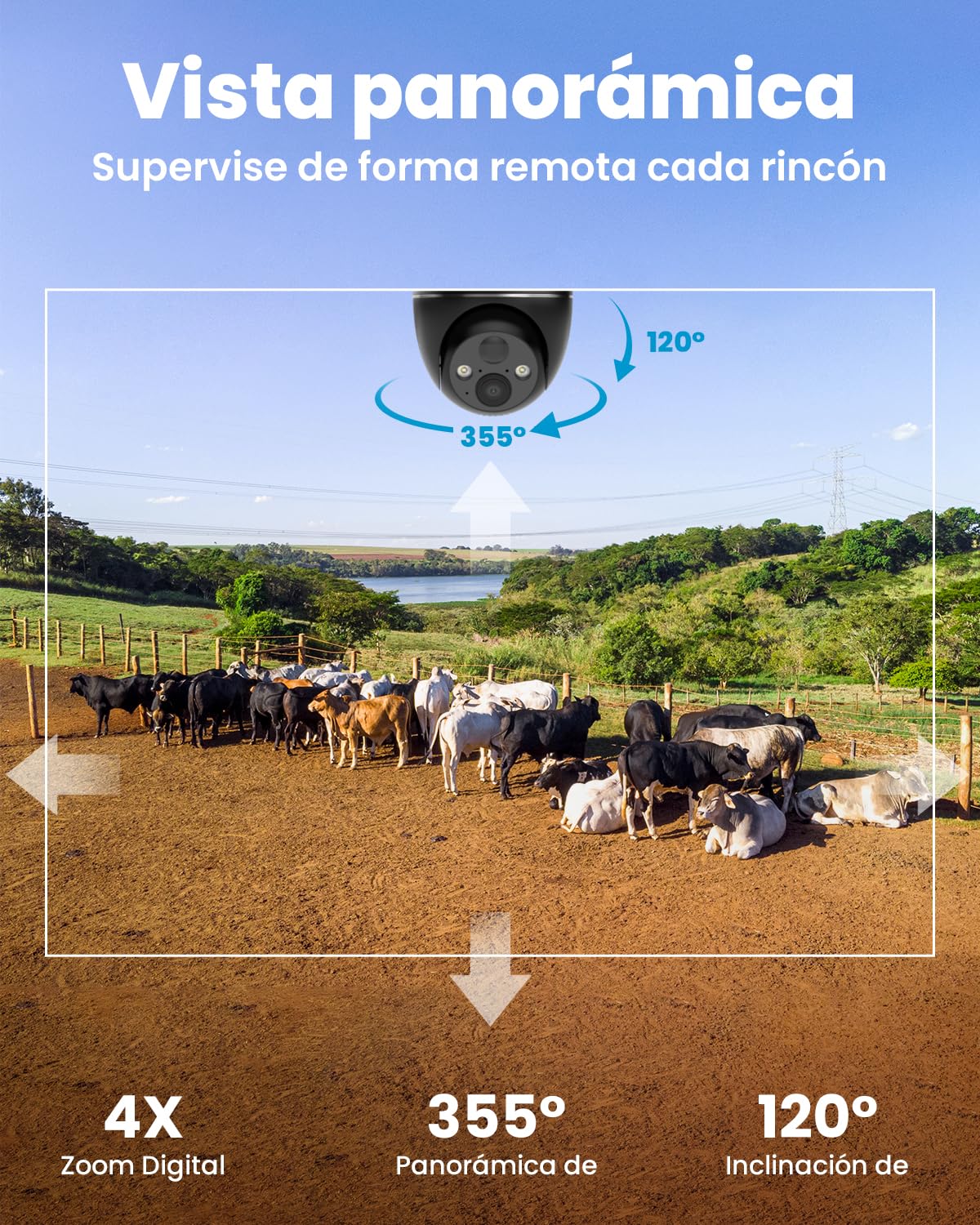 ieGeek 4G/3G LTE Cámara Vigilancia Exterior Solar Inalámbrica, 2K IP Cámara con Batería 10000mAh, PTZ 355°＆120°, Incluye Tarjeta SIM y Tráfico de Prueba, Visión Nocturna Color, Detección Humana PIR