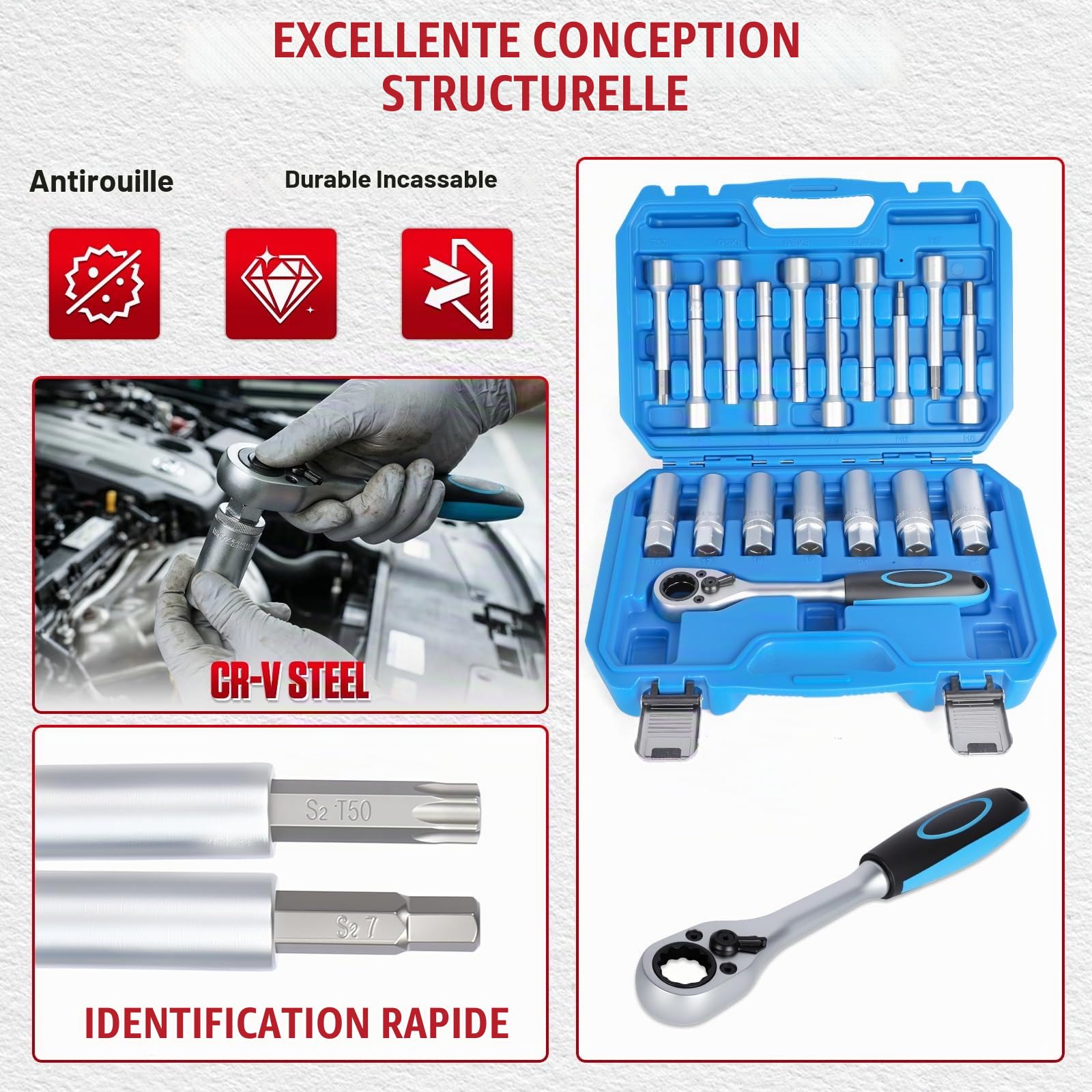 Lot de 18 outils d'amortisseurs, 1/2", écarteur de jambe de force CR-V pour changement de jambe de suspension, réparation de paliers de jambe de force et amortisseurs arrière