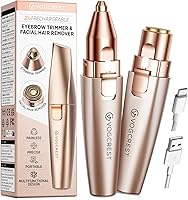 VGVOGCREST 2-in-1 Rechargeable Eyebrow & Facial Trimmer with LED Light - Painless Women's Hair Remover, Rose Gold