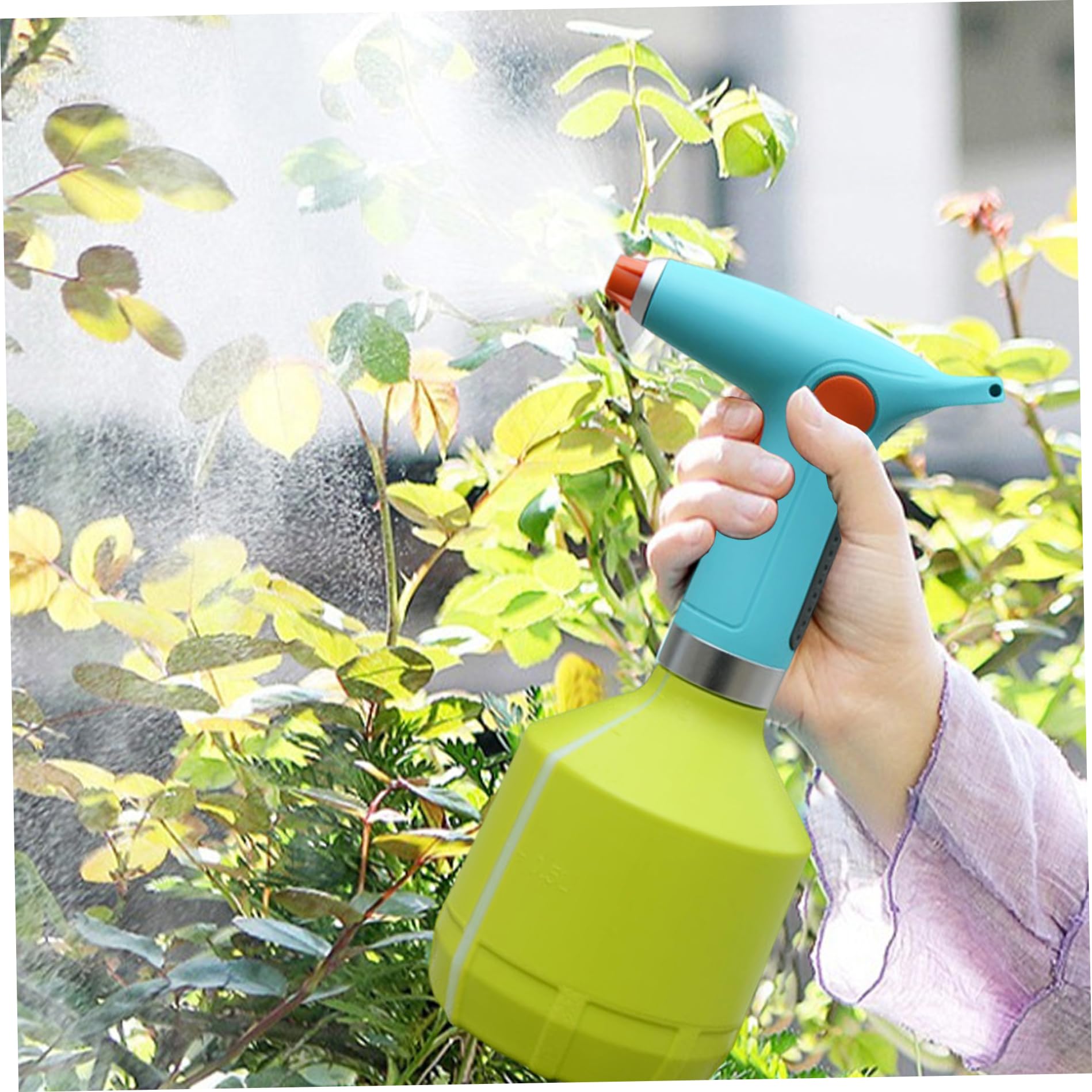 Pulverizador eléctrico con Boquilla Ajustable pulverizador de Agua a Prueba de Agua Recargable para jardín 1000 ml Color Verde
