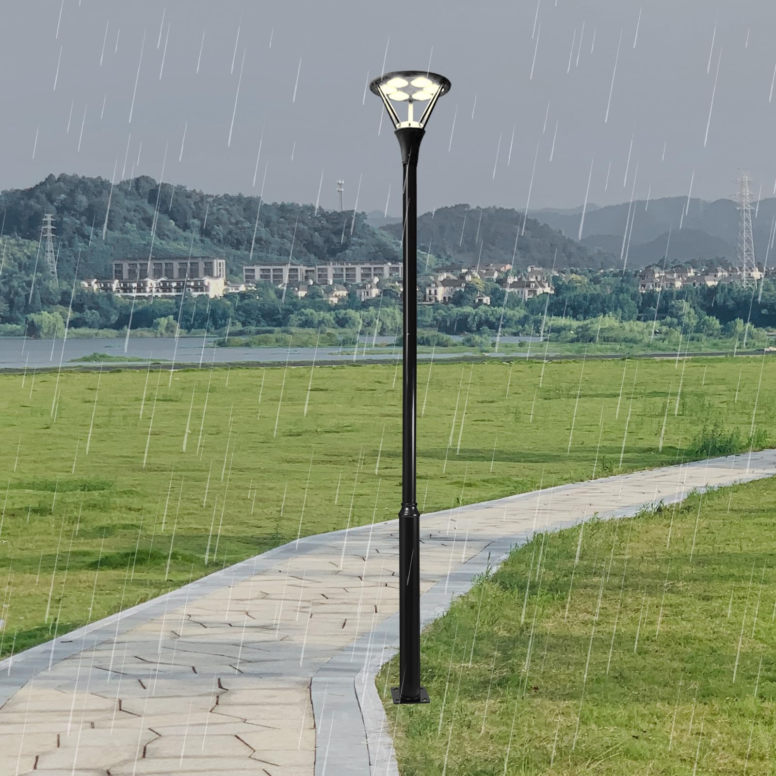 Straßenbeleuchtungsmast Straßenlaternenpfahl, Garten Solarlampen mit Erdspieß, Überwachungspfosten, Geteilter Straßenlaternenmast Geeignet für Straßen im Freien (3m/9.84ft)