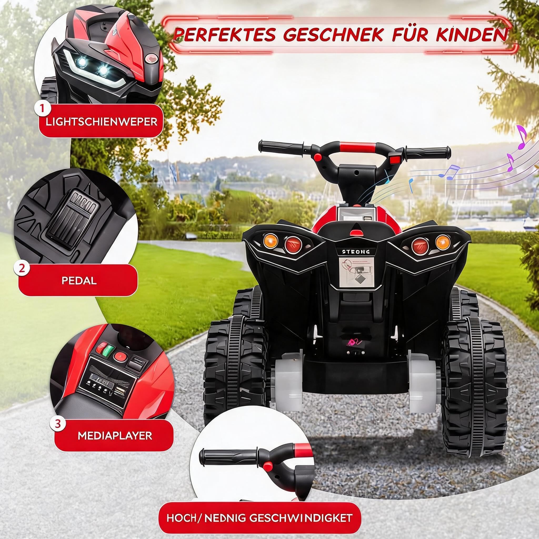 IDEALHOUSE Quad elettrico per bambini, 12 V, veicolo per bambini a partire