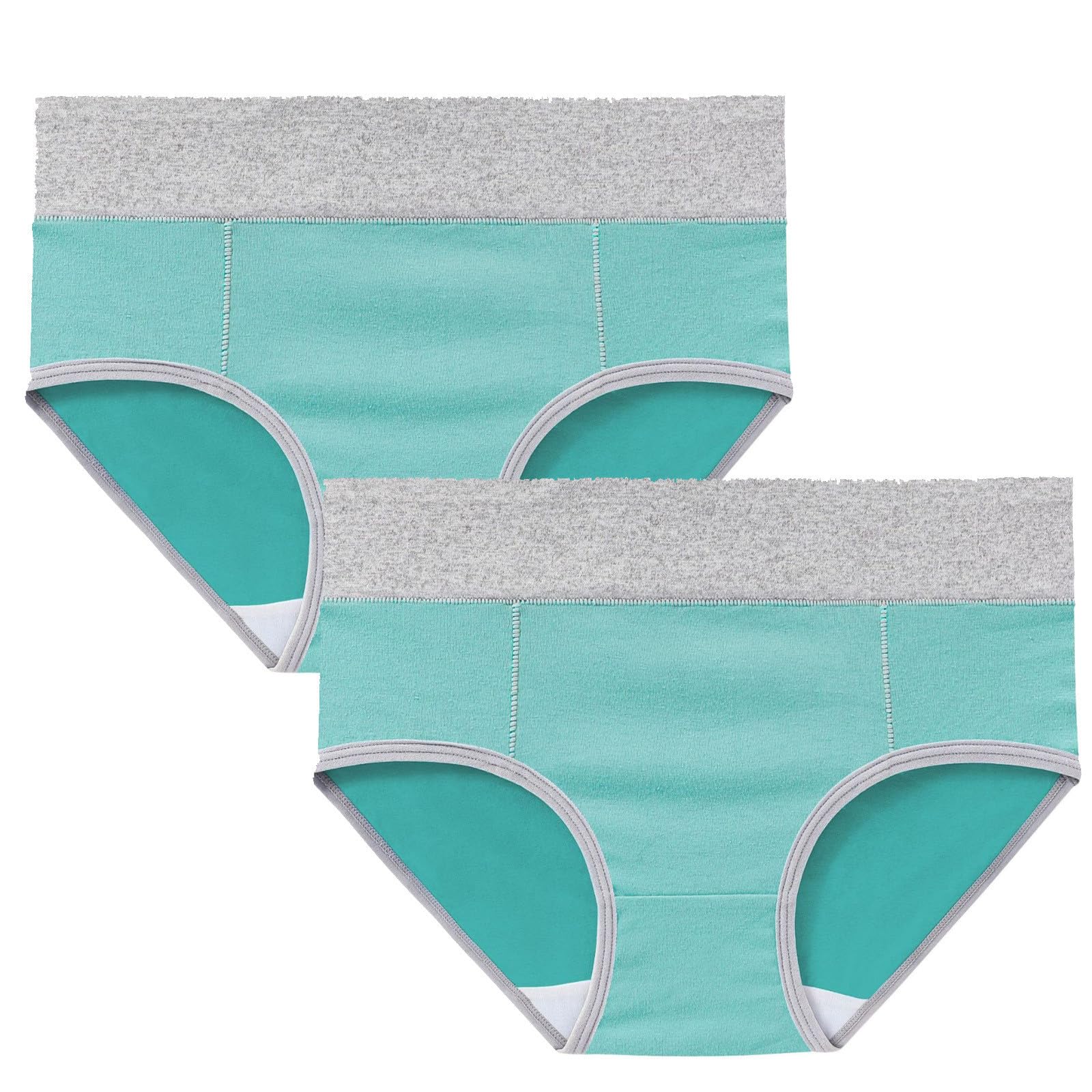 2PC Women Plus Size Briefs Panty Soft High Waisted Cotton Underwear Comfy Stretchy Full Coverage Breathable Panties