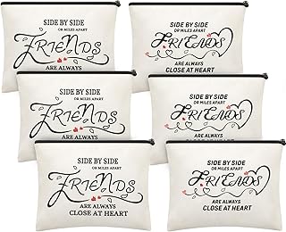 Weewooday 6 Pieces Friendship Gifts for Women Good Friends Makeup Cosmetic Bags Weekend Trip Gifts Birthday Portable Makeup Bags Gifts for Women Travel Retirement Anniversary Present(Classic Style)