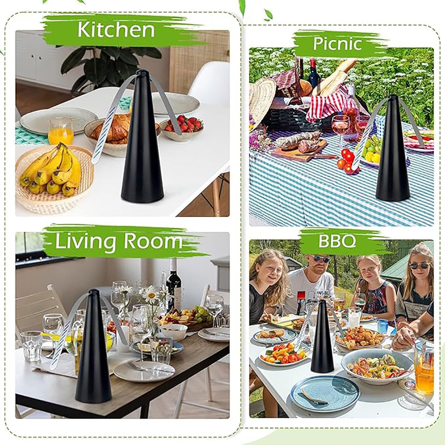 Confezione da 4 ventole repellenti per mosche da esterno, uso esterno o interno, da tavolo, ventilatori per mosche per patio, tengono lontani mosche e insetti, funzionamento a batteria, ventilatori