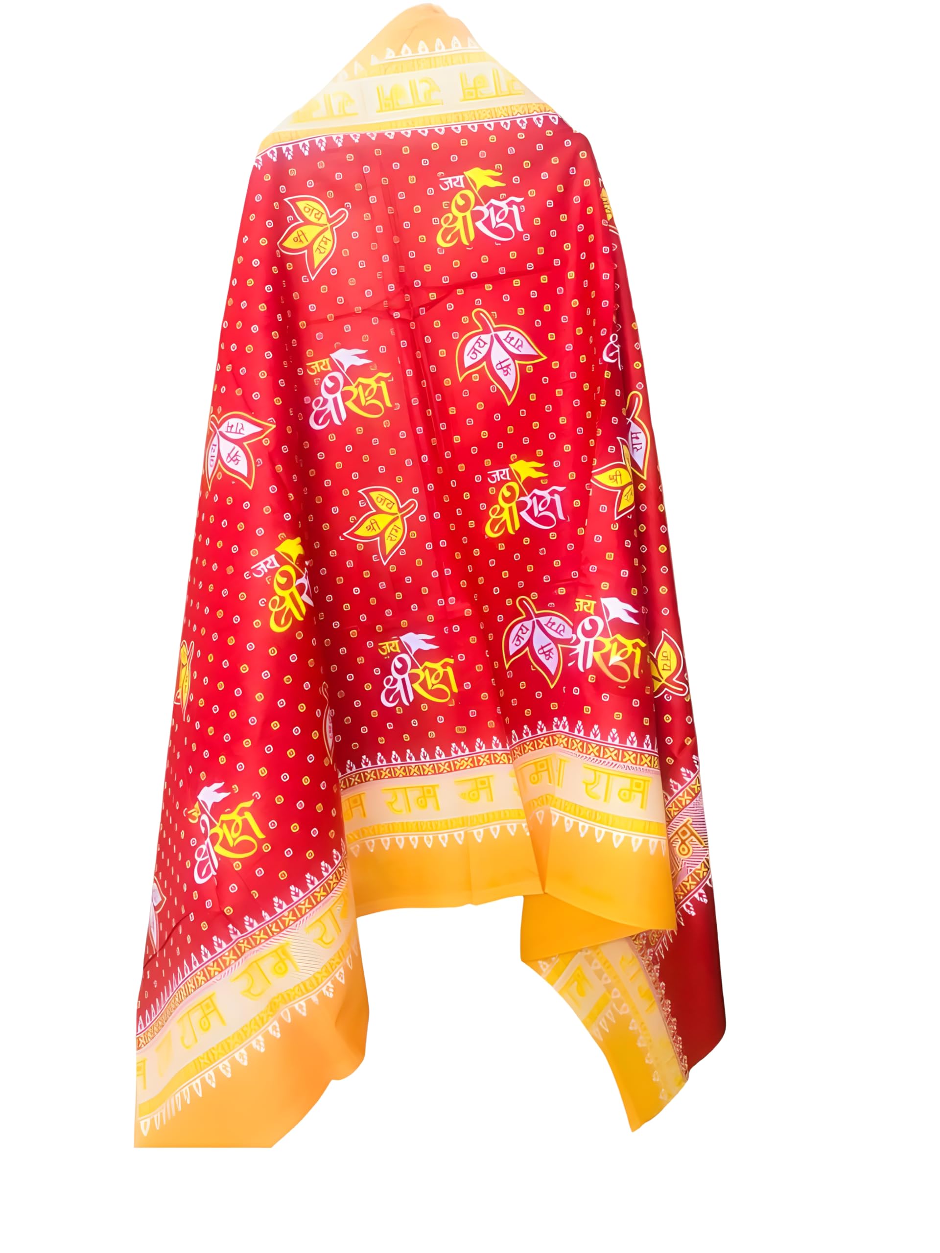 Desi Legacy Jai Shree Ram Shawl with Ram Ram Name for God Prayer Pooja for Men Women, Cotton, Orange, 1.8 x 0.91 Meters, Pack of 1-image-33