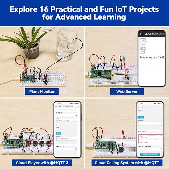 SunFounder Raspberry Pi Pico 2 W Ultimate Starter Kit with 110+Video Courses Online Tutorials, 96 Projects (16 IoT Projects), MicroPython, C++ (Compatible with Arduino IDE)