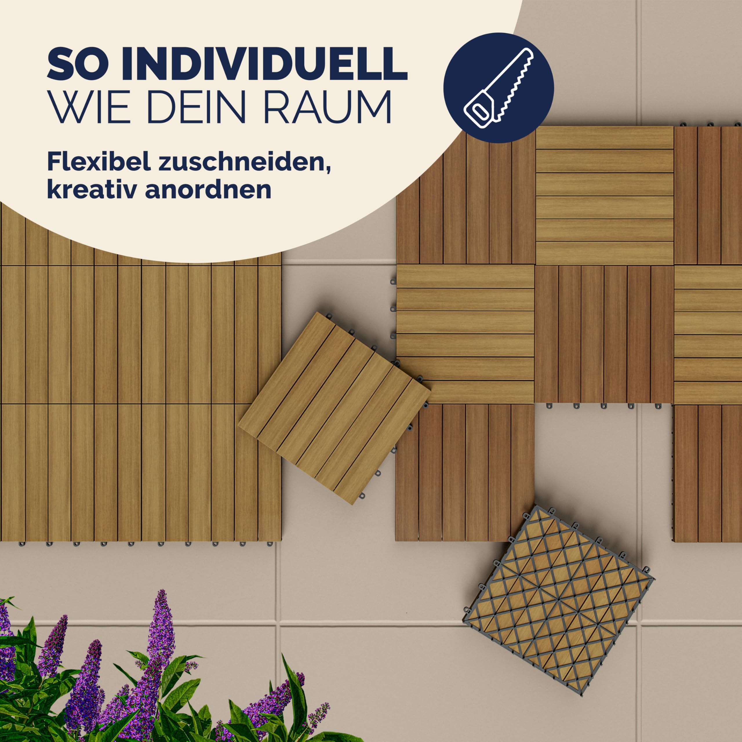 Casaria 11x Baldosas de Madera de Eucalipto 30x30cm 1m² Certificado FSC® Losetas Jardín Terraza Balcón