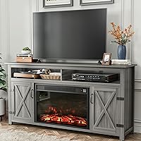 Vista 18 de YESHOMY - Soporte de TV para televisores de hasta 65 pulgadas, con puertas corredizas estilo granja y gabinetes de almacenamiento, mesa consola