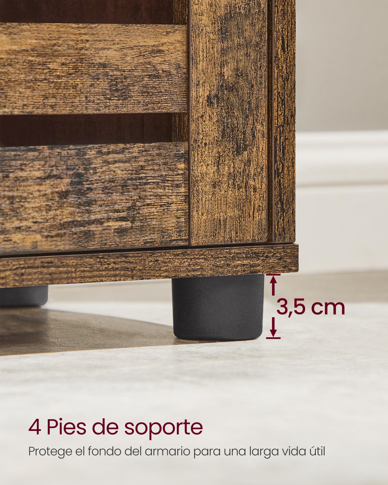 VASAGLE Armario de Baño, Mueble de Baño Alto Independiente, con 3 Compartimentos Abiertos y 2 Estantes Ajustables, para Sala de Estar, Entrada, Marrón Rústico BBK160X01