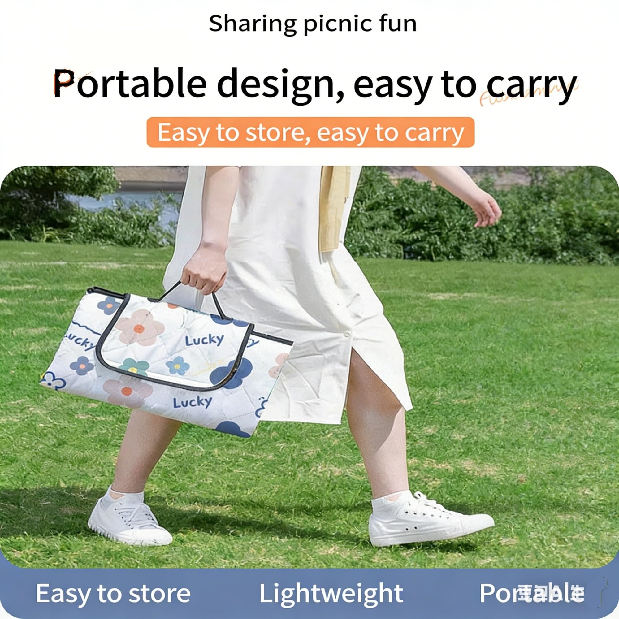Tapis de Pique-nique Multifonctionnel - Couverture de Plein Air Portable pour 4-8 Personnes Idéal pour Parc Pique-nique Randonnée Camping Activités de Plein Air 200x200cm