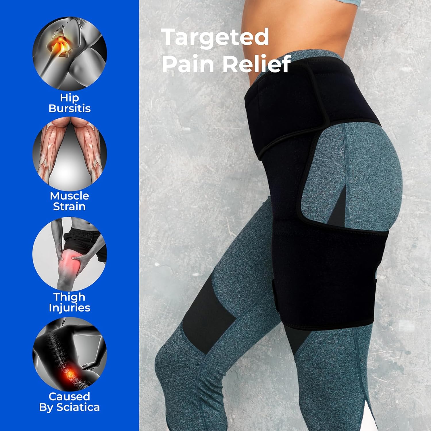 Hip Brace, Sciatica Pain Relief Devices, Hip Brace for Women Men, Hips Pain Relief, Thigh Compression Sleeve, Sciatic Nerve Braces, Suitable for Sciatic Nerve, Groin, Thigh, Hamstring 81V6Neip AL. SL1500