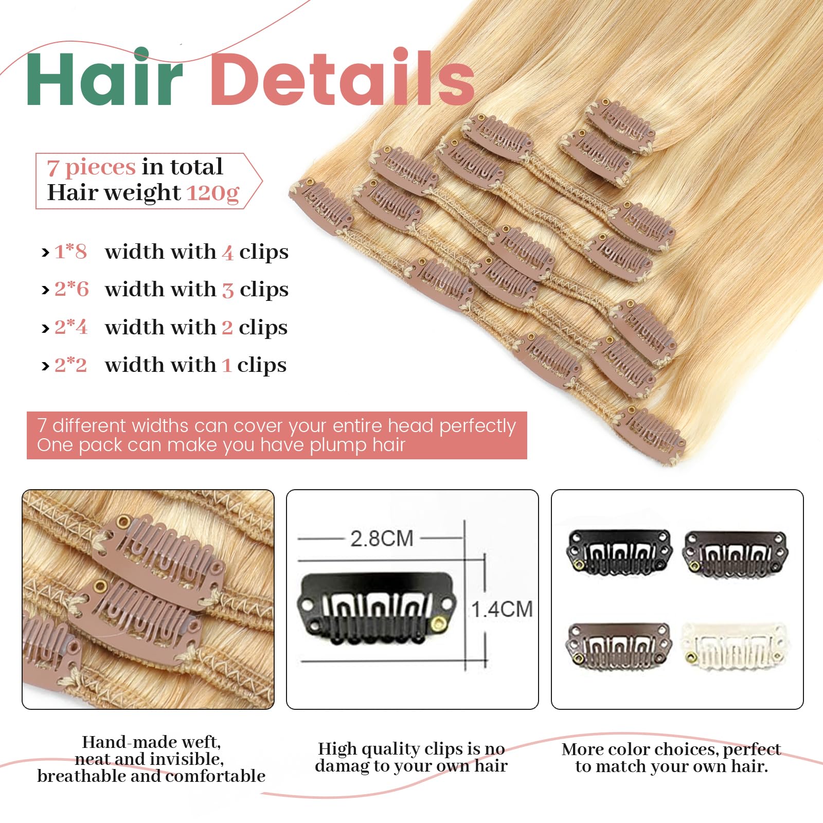 Amazon.com : JESSBO Clip in Hair Extensions Real Human Hair  display picture 2