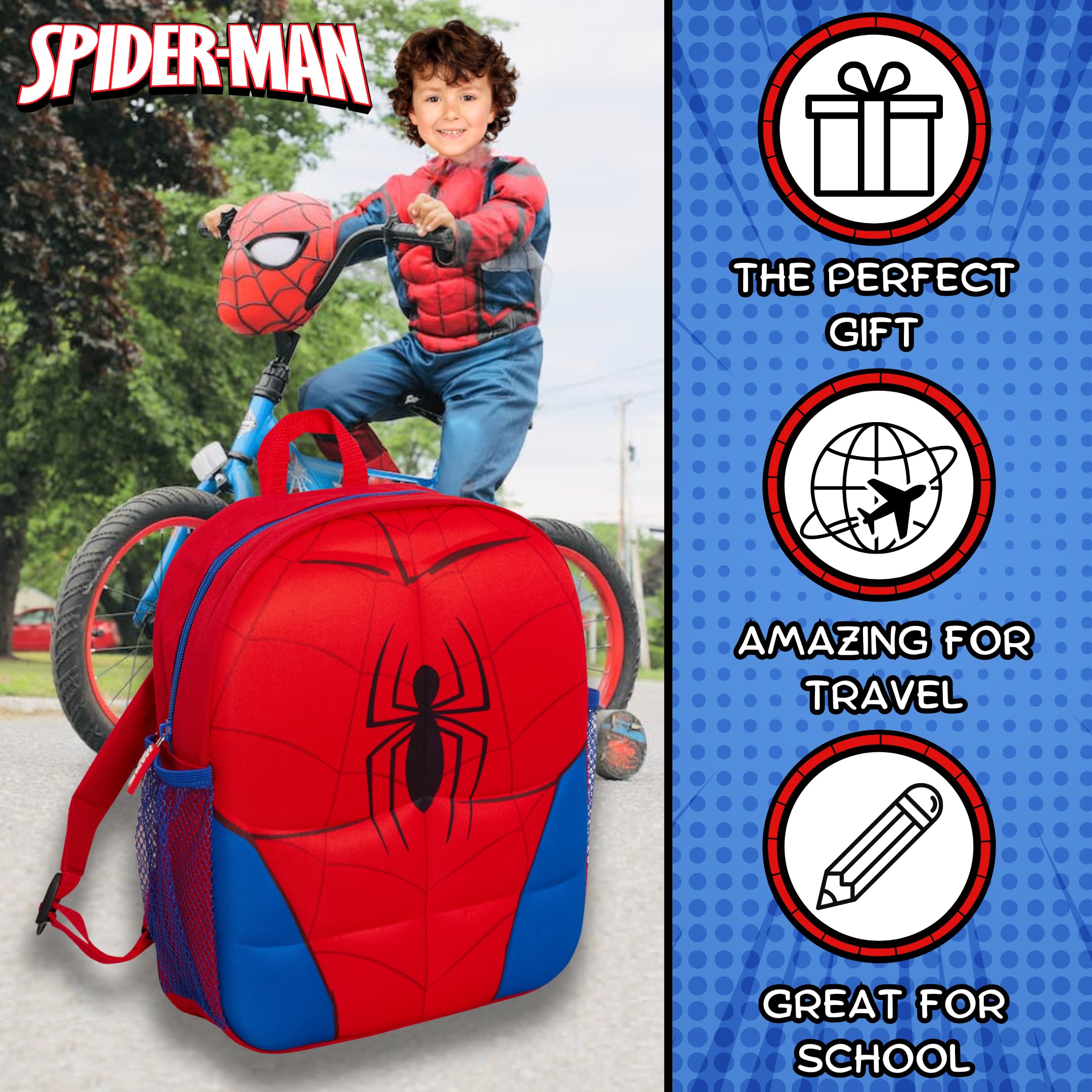 Sac à dos Marvel Spiderman 3D en peluche, Rouge, Taille unique, Sac à dos