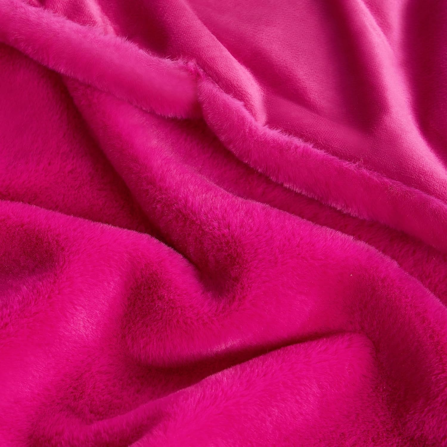 Juicy Couture Hot Pink Solid Rabbit Mink Faux Fur Throw Blanket - 50"X70" - Plush Faux Fur Blanket for Sofa or Bed