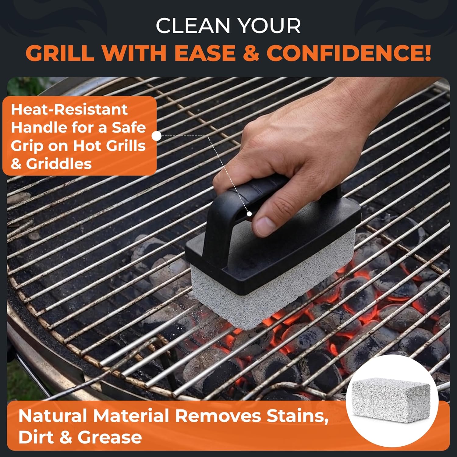 10-Piece Griddle Cleaning Kit for Blackstone, Flat Top Grill | Stainless Steel Scraper, 2 Cleaning Bricks, 5 Scouring Pads & 2 Ergonomic Handles | Grill Cleaning kit for Easy Restoration