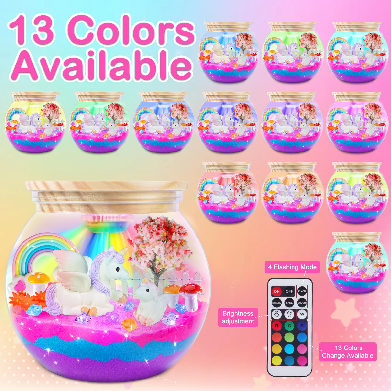 Yellcetoy Regali di Unicorno per Ragazze di 5 6 7 8 9 10 anni, Kit di Artigianato Unicorno Luminoso Giocattoli Unicorno per Bambini di 5-12 anni