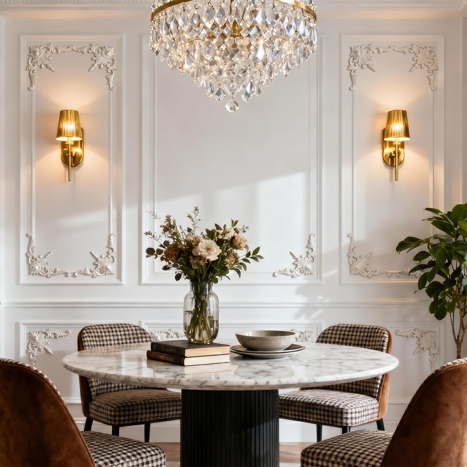 4 PCS Angolari Decorativi per Pareti E Soffitti in PU Modanature Angolari 3D con Decorazioni Floreali Profili Decorativi Verniciabili per Cornici E Angoli Elegante Finitura