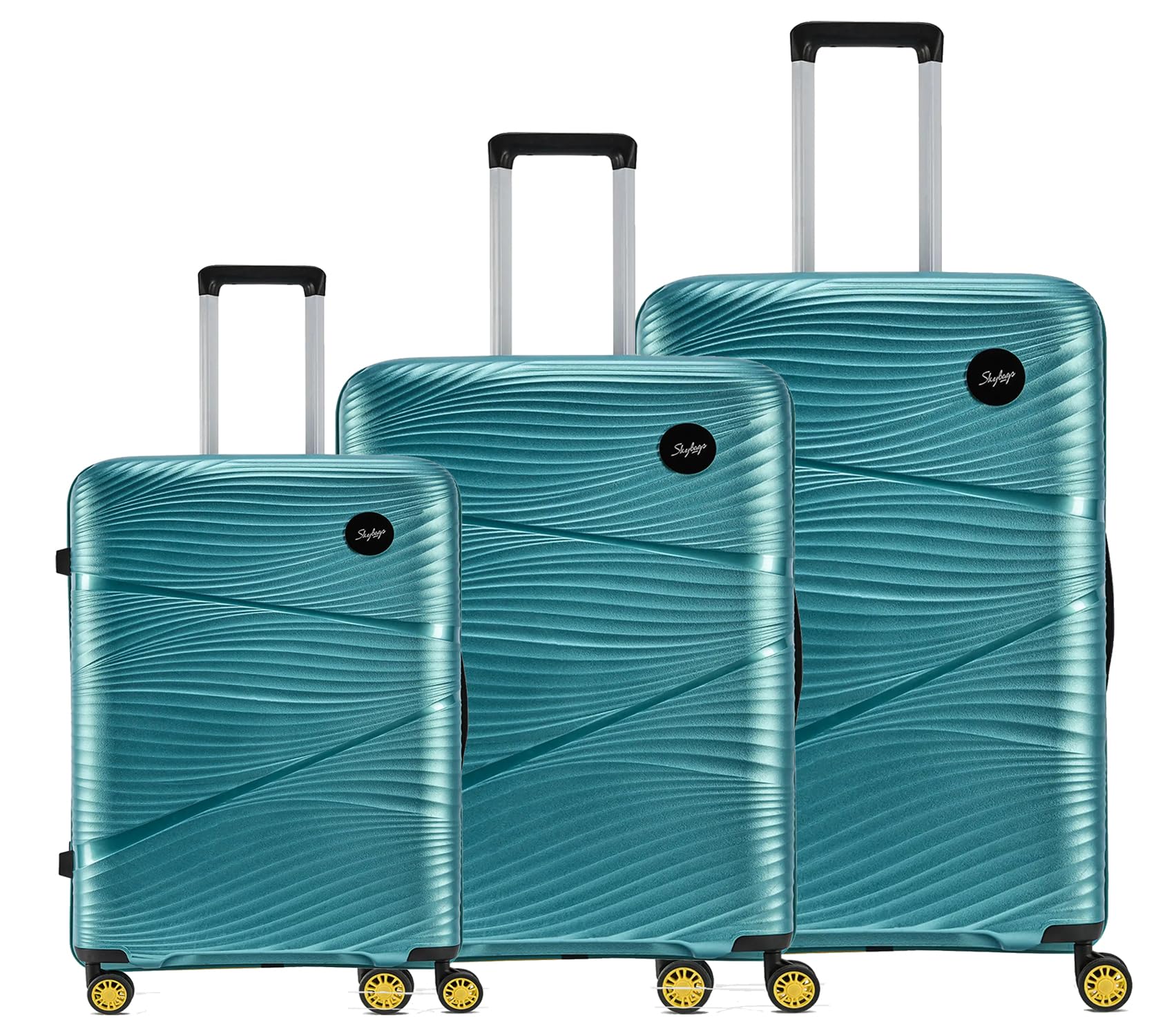 skybags Swirl Set of 3 Trolley Bag 56, 65 & 75cm | Small+Medium+Large | Hard Luggage | 8 Wheels Suitcase | Combination Lock with Anti-Theft Zipper | Polypropylene | 3 Years Warranty - Unisex (Cyan)-picture-50