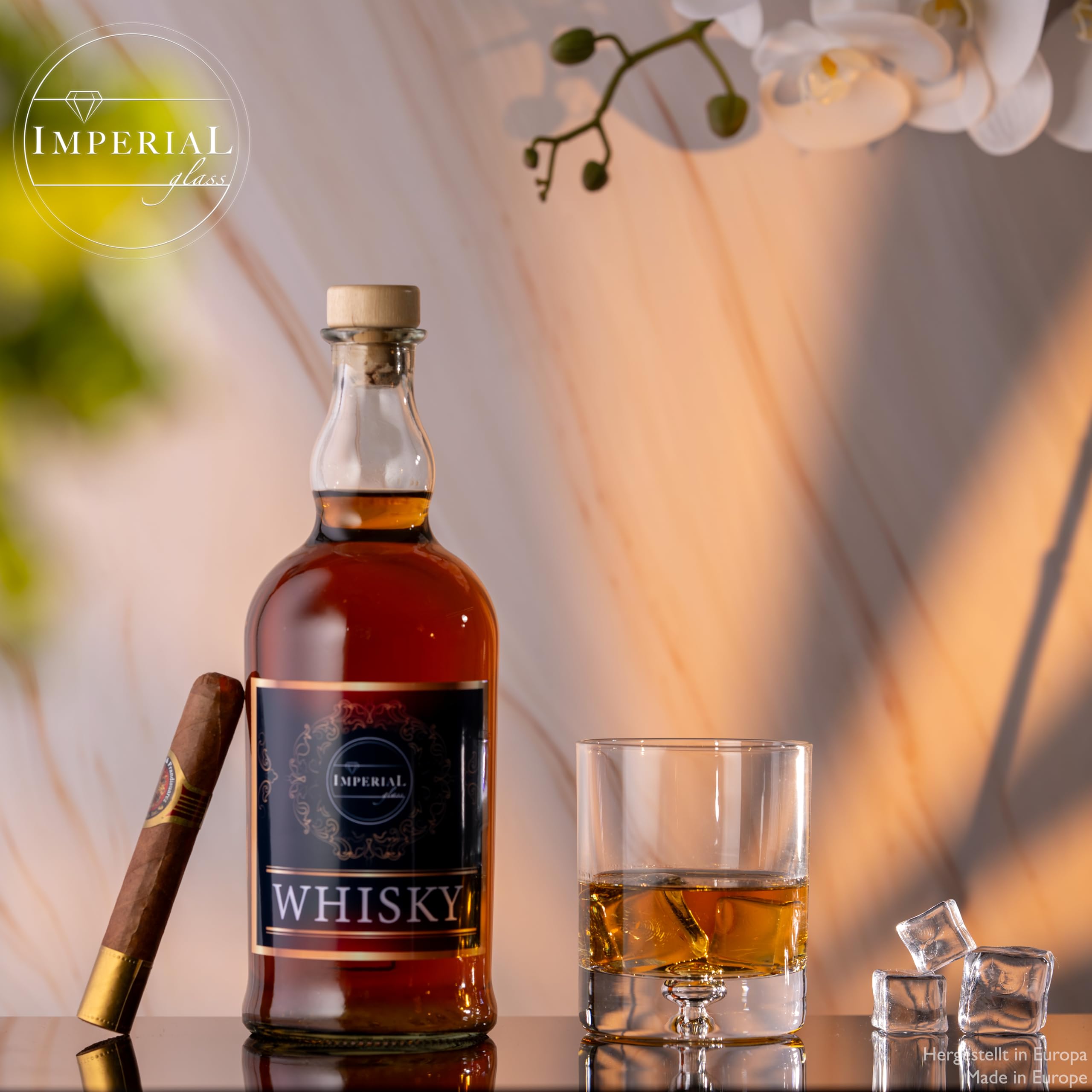 Imperial Lot de 6 verres – 300 ml – En verre Crystalline – Série « Lisbonne » - Verres à eau avec bulle d'air dans le fond - Fabriqués à la main