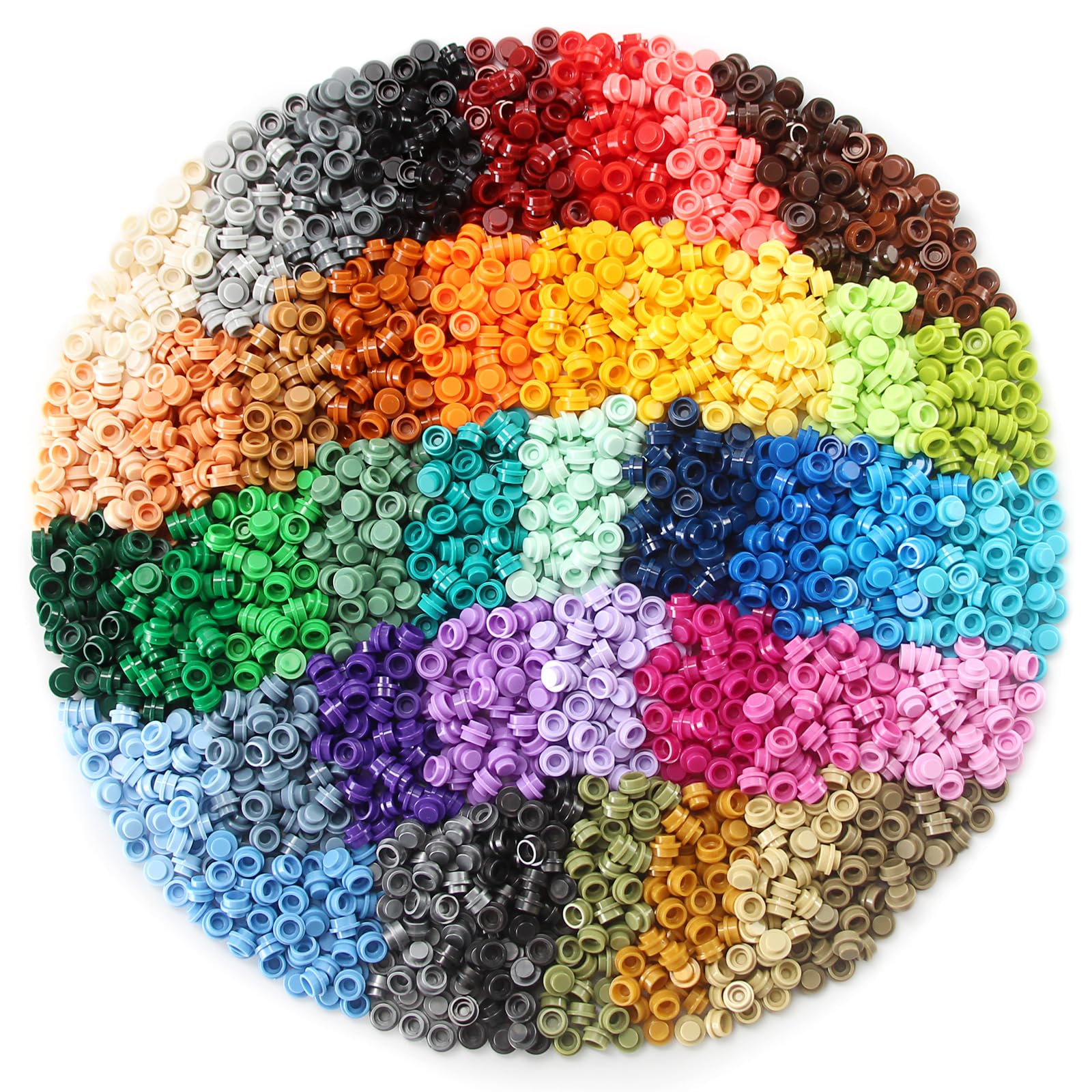1 × 1 Rotondo Piastrelle × 2200 Pezzi in Multicolor, Blocchi da Costruzione Bulk Parti Mattoni per la Superficie Liscia del Pavimento, Accessori per Giocattoli Compatibile con le Principali Marche