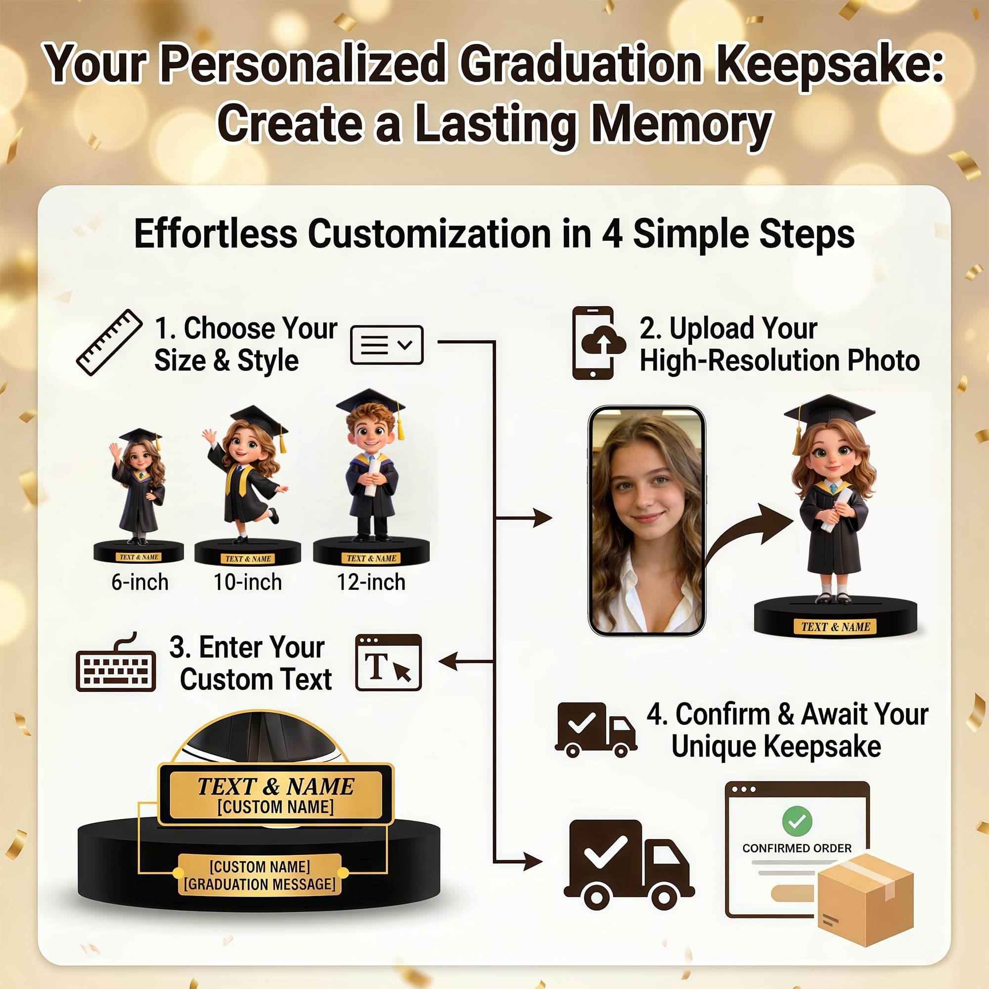 Figuras Graduación Personalizadas a Partir de Fotos, Regalo de Graduación, Decoraciones Escritorio Acrílicas 2D