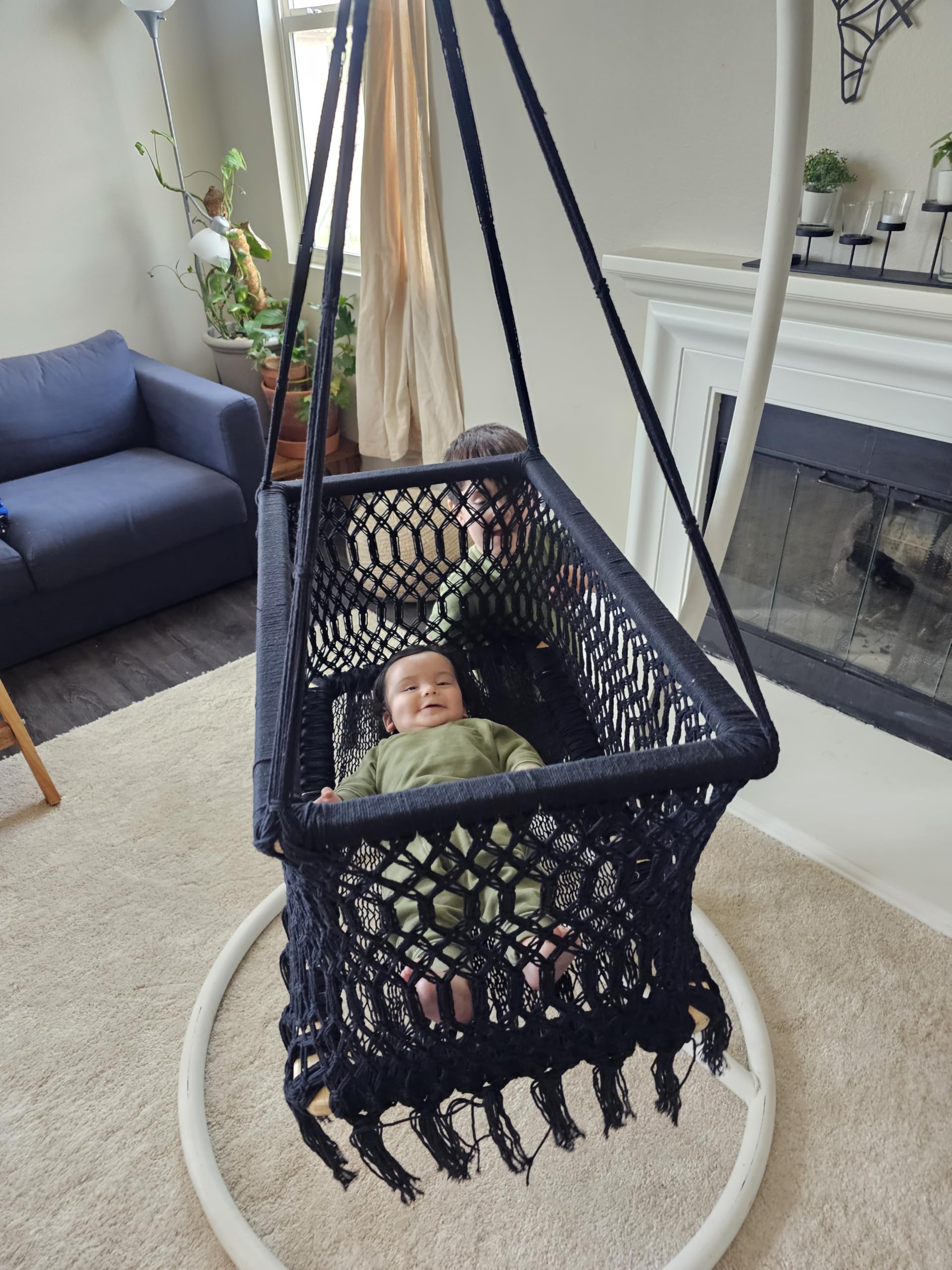 Macrame Handmade Baby Swing 100% Organic Cotton (Square Black)