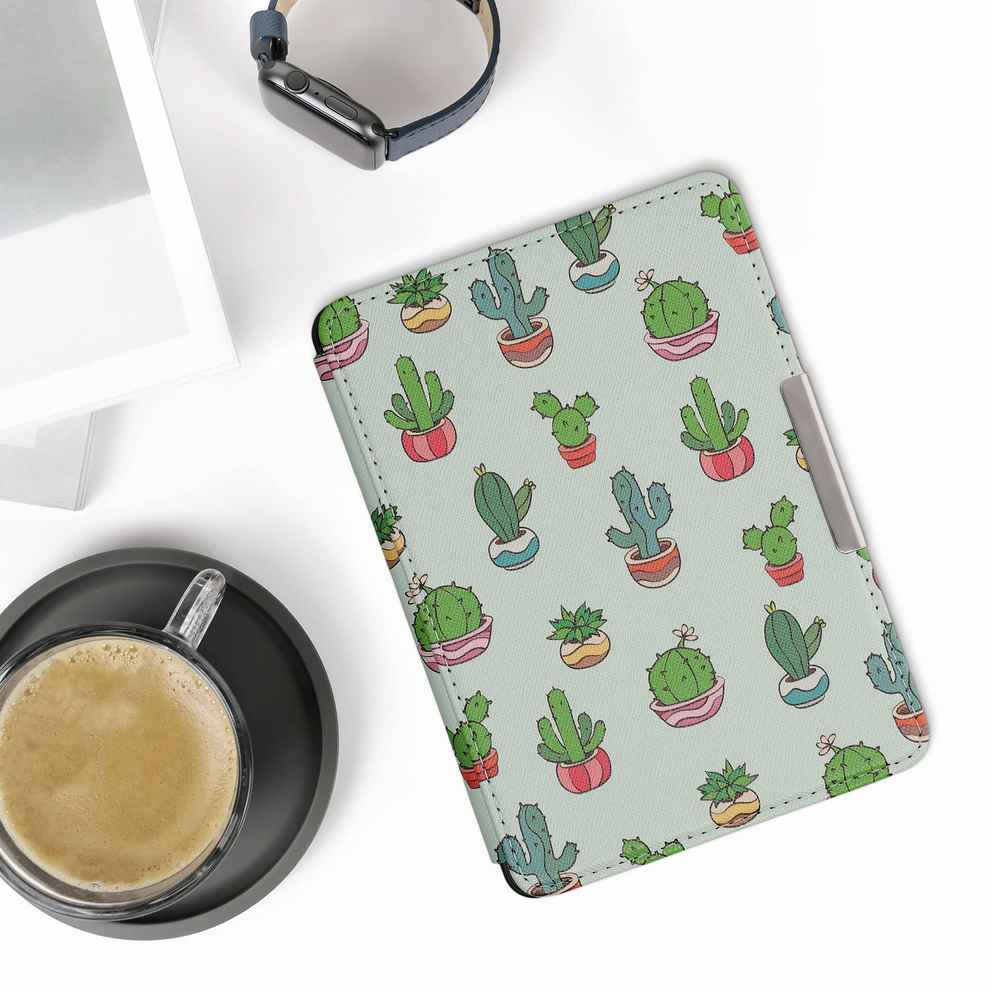 kwmobile Étui Compatible avec Amazon Kindle Paperwhite Coque - Étui à Rabat magnétique Tablette eReader Similicuir - Vert Clair-Vert foncé