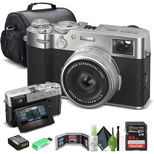 FUJIFILM X100VI Digital Camera (Silver) (16821822) + 64GB Card + Card Reader + Carrying Case + Memory Card Wallet + Cleaning Kit Bundle