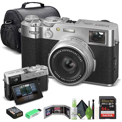 FUJIFILM X100VI Digital Camera (Silver) (16821822) + 64GB Card + Card Reader + Carrying Case + Memory Card Wallet + Cleaning Kit Bundle - Silver - Starter Bundle