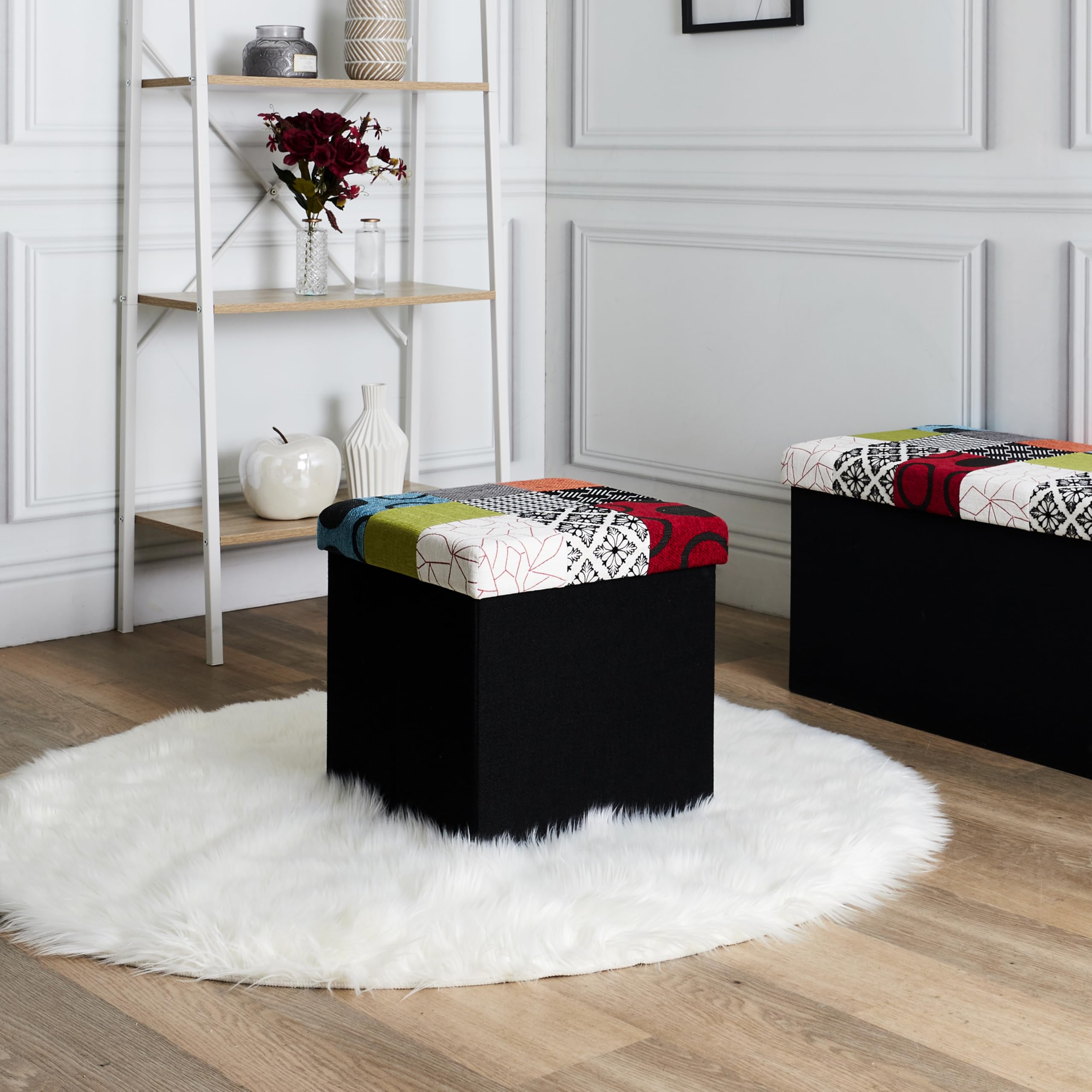 CAJA-PUF PLEGABLE PATCHWORK Multicolore