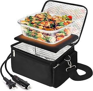3-in-1 Portable Oven, 12V/24V Car Dual Use, Heated Lunch Box, Food Warmer, Safe & Convenient, Compatible with Containers, 11" x 8" x 4"