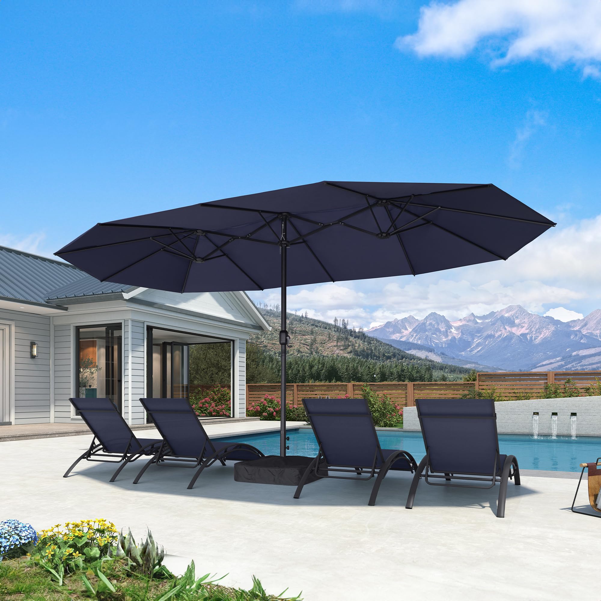 bj patio table umbrella 11' Market Umbrella by Villa By Sunvilla