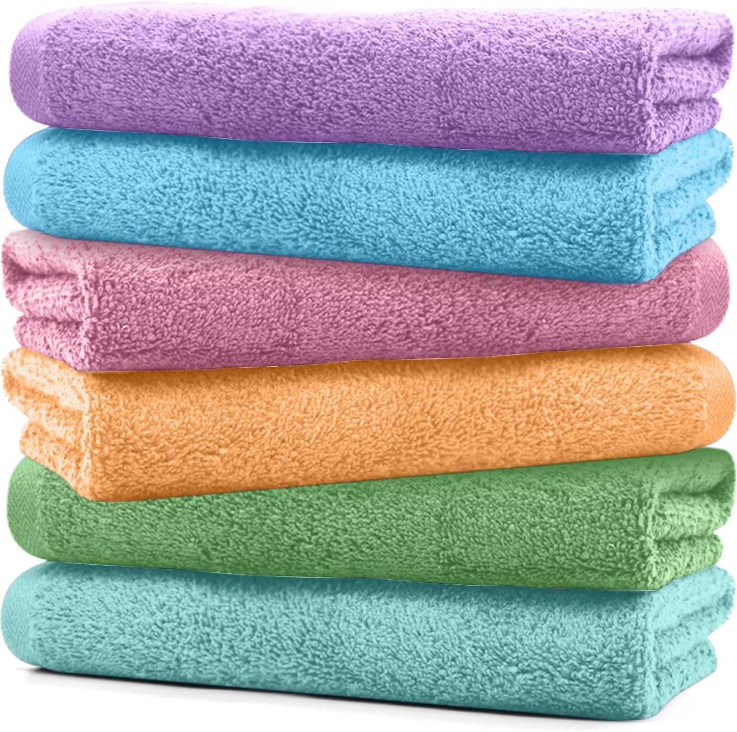 12 x 12 Inches Assorted Color (Light) Wash Cloths Bulk, 48 Pack Face Cloths, Hand Towels for Bathroom, Cotton Washcloths Set, Soft Cleaning Rags for Bath, Body, Spa, Gym, Kitchen, Dish