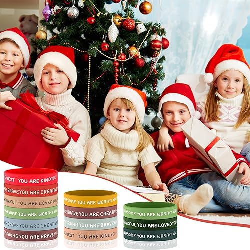 Vista 19 de Roowest 120 pulseras motivacionales a granel para estudiantes, bandas de goma inspiradoras, pulseras de silicona de afirmación elástica, premios