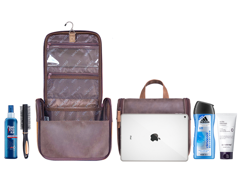 Amazon.com : VACNASE Hanging Toiletry Bag for Men Vintage Leather