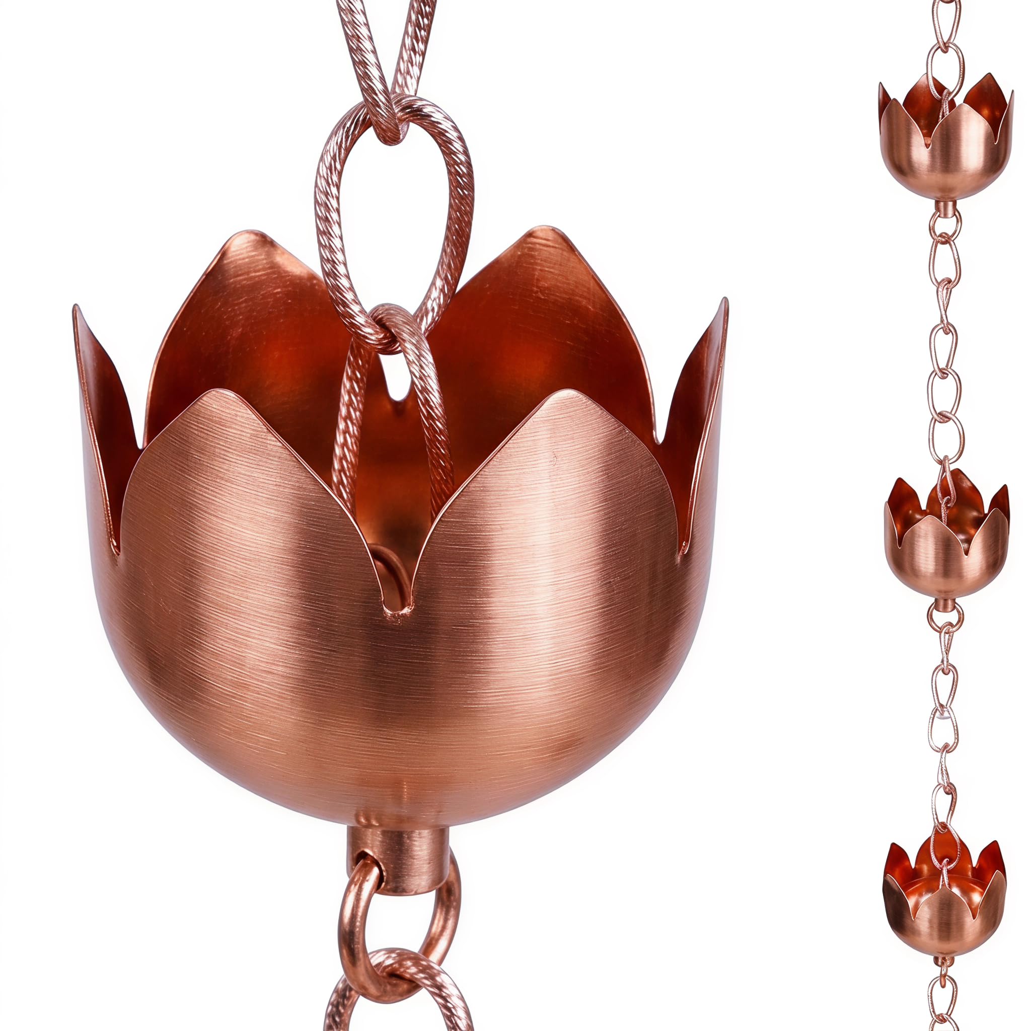 Topadorn Solid Copper Lotus Rain Chain