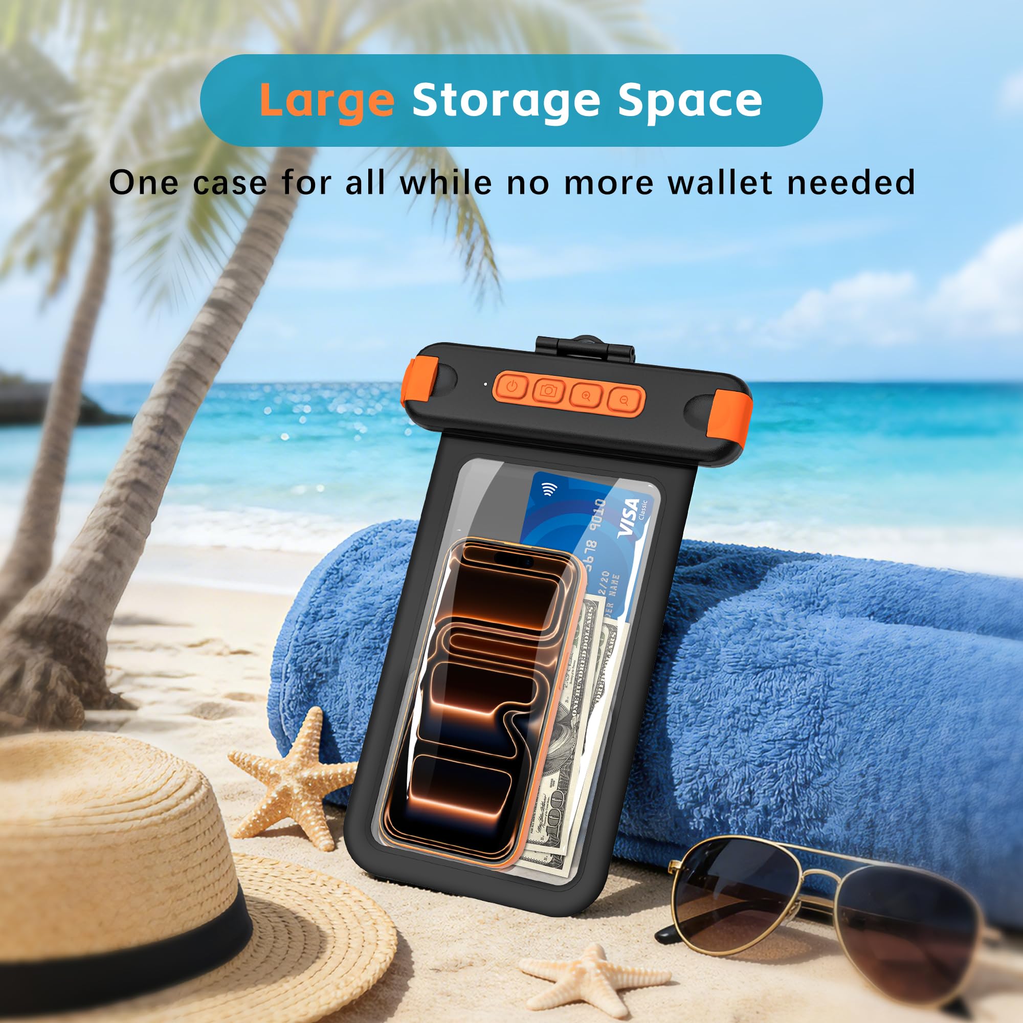 Custodia impermeabile per iPhone 17 16 15 14 Pro Max Samsung Galaxy S26 S25 Ultra Case Touch Screen Cordino incluso Fotografia subacquea IPX8 Borsa a secco per cellulare (universale adatta