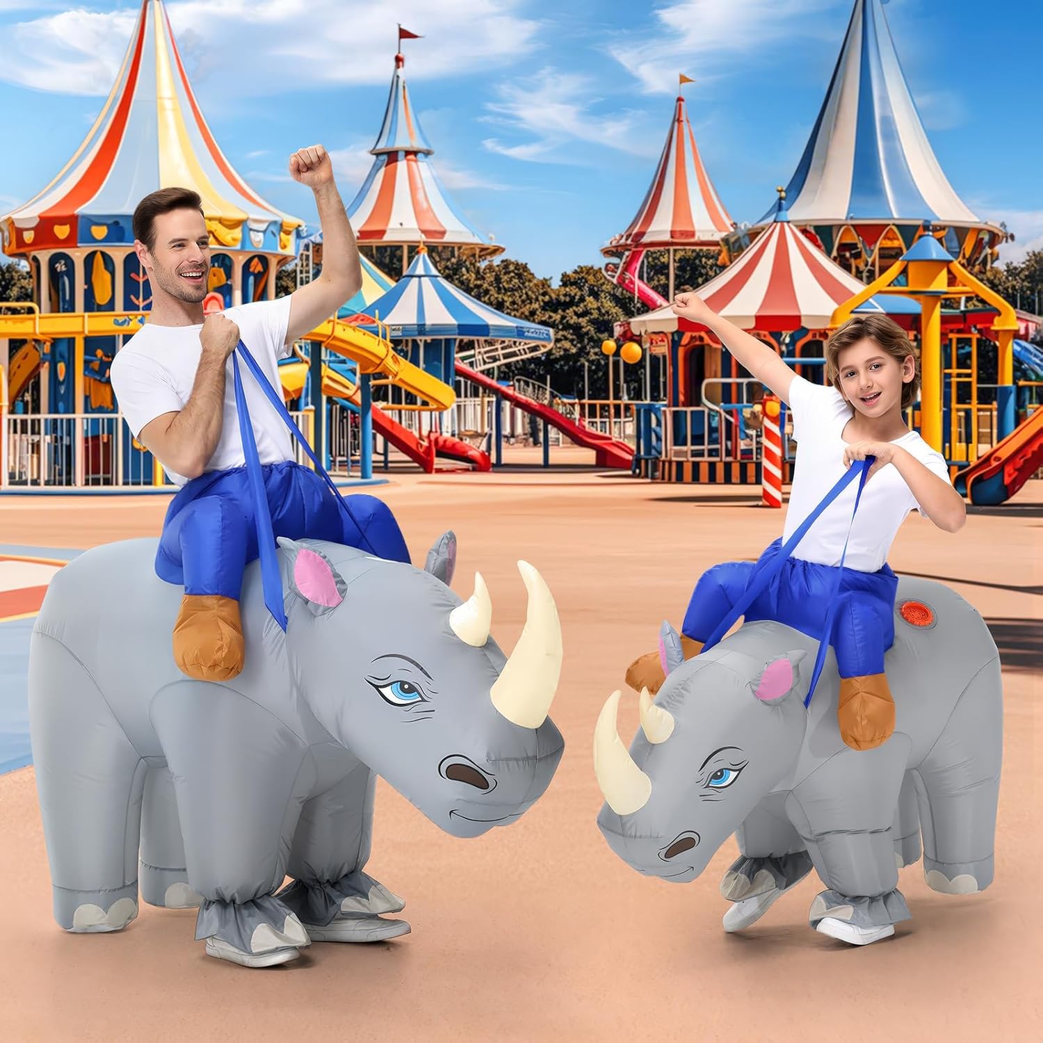 Spinosaurus Inflatable Rhino Costume Kids Inflatable Costume Funny Blow Up Halloween Costumes Ride on Animal Costumes for Boys Girls - Image 6